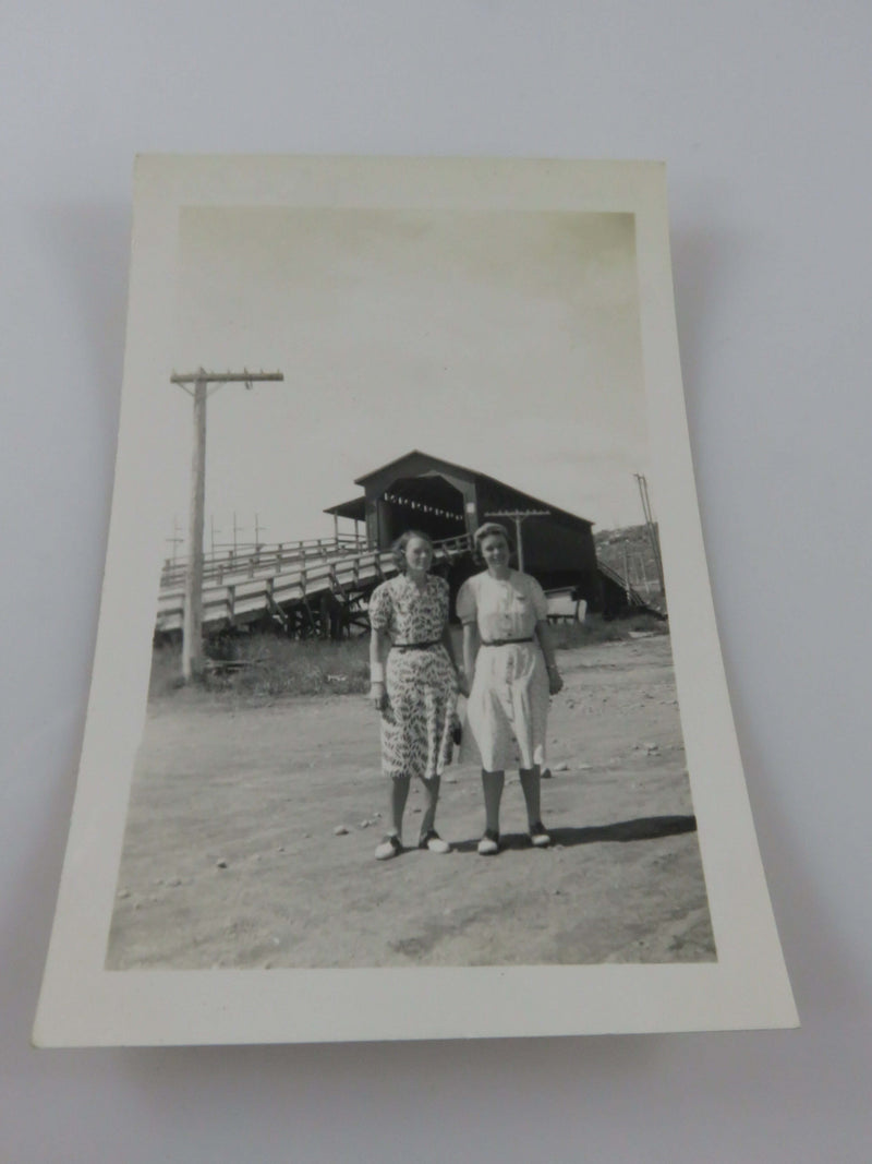 Covered Wooden Bridge In Montbeillard Quebec August 1939  B & W Photo 3 1/2" x 2 3/8"