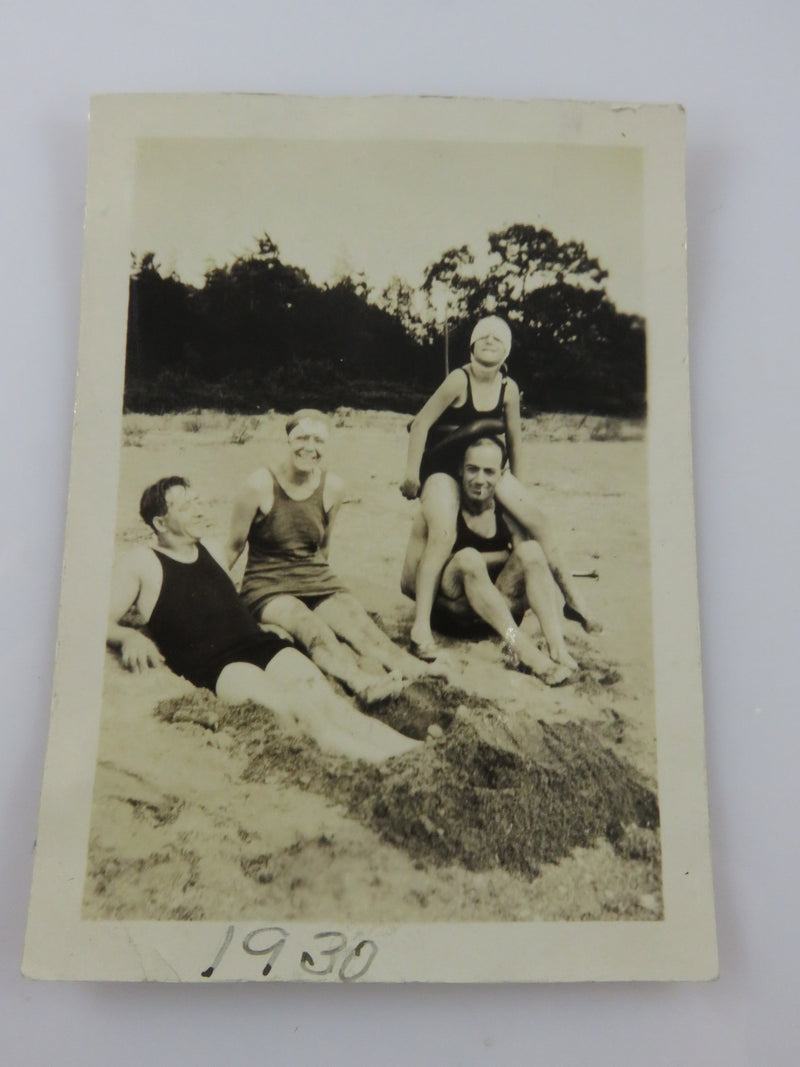 Point Pelee Beach Group Photo McIntyre James 1930 Black & White Photograph 3 1/2