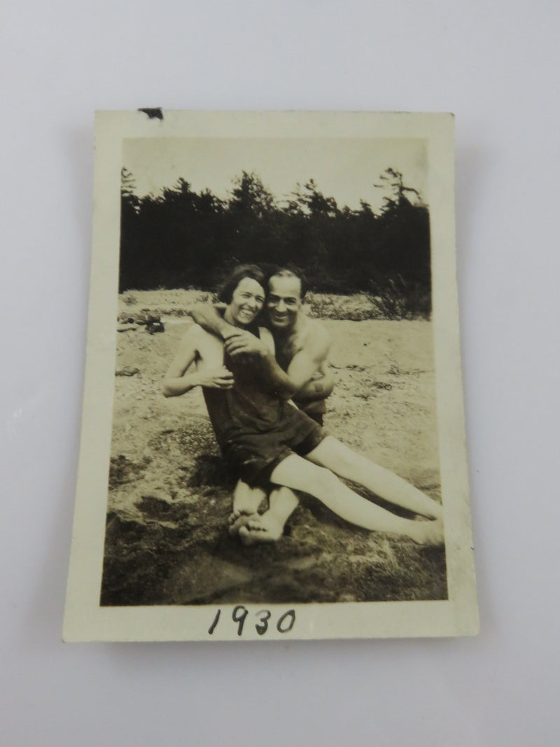 Philip & Lilian McIntyre Point Pelee Beach 1930 Black & White Photograph 3 1/2"