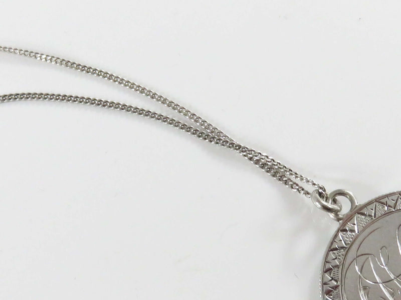 Antique Silver Love Token 1893 & Initial on a antique 925 Sterling Chain