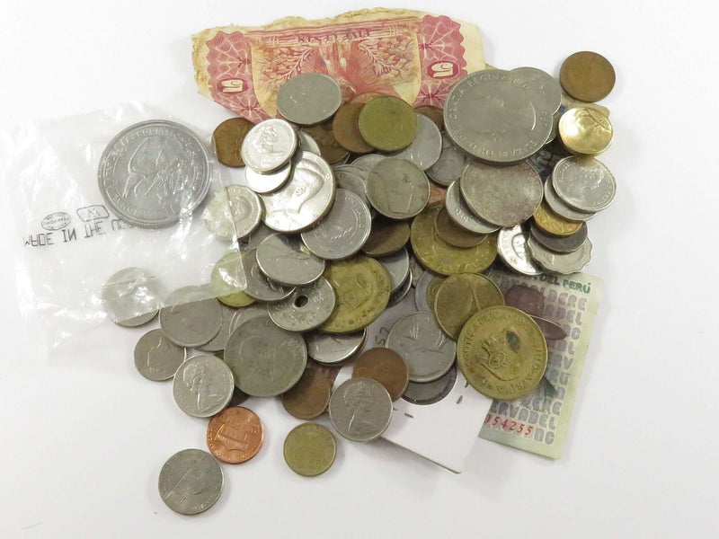 Collection of Foreign Coins and Currency in Good to Fair Condition