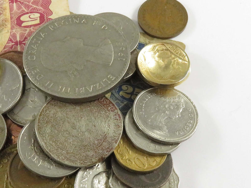 Collection of Foreign Coins and Currency in Good to Fair Condition