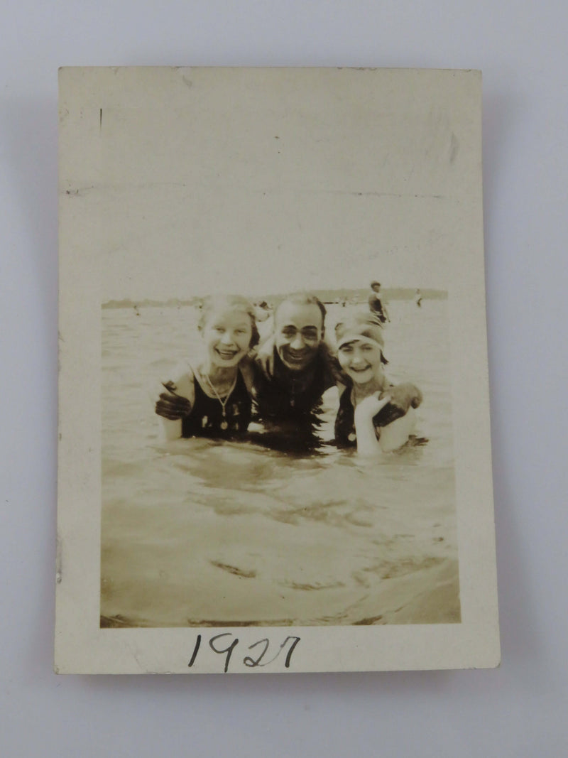 1927 Swimmers at Walled Lake Michigan B & W Photograph 3 1/2" x 2 1/2"