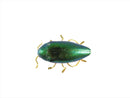 Genuine Iridescent Scarab Beetle Brooch Pin in Gilt Setting Lovely Egyptian Themed — front view