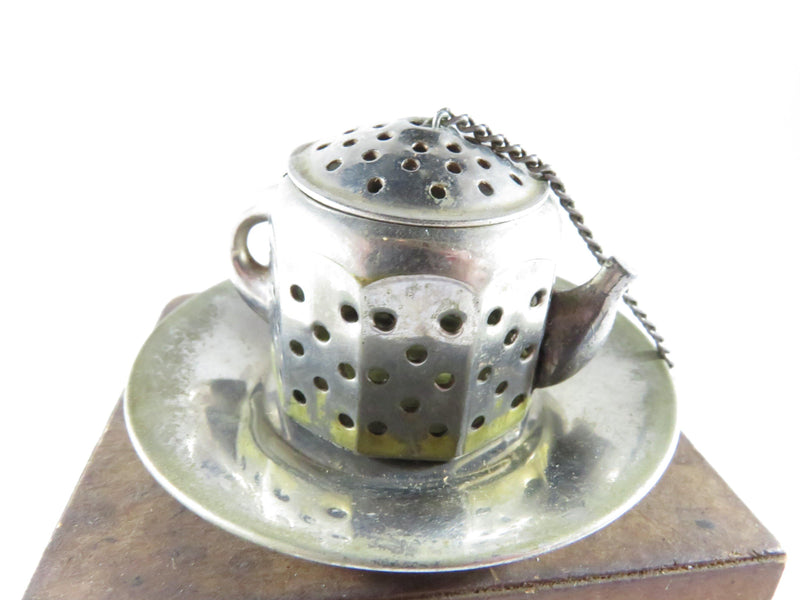 Occupied Japan Metal Tea Infuser Tea Strainer Tea Pot Form with Box - Just Stuff I Sell