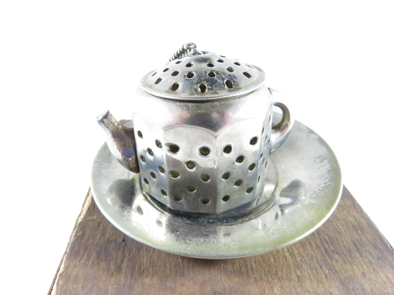 Occupied Japan Metal Tea Infuser Tea Strainer Tea Pot Form with Box - Just Stuff I Sell