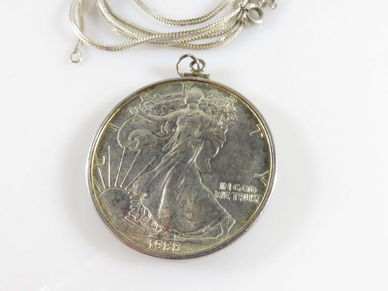 .999 Fine American Eagle Silver Dollar 1oz Pendant with 30" 925 Sterling Chain - Just Stuff I Sell