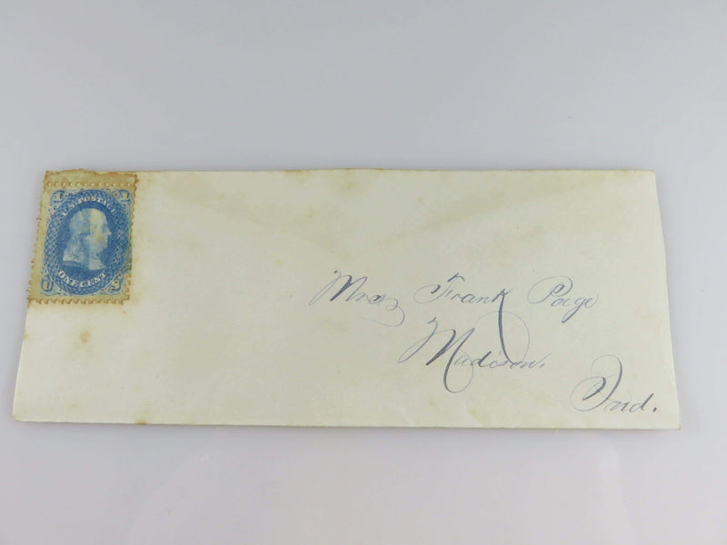 1861-67 Benjamin Franklin One Cent Stamp Addressed Envelop - Just Stuff I Sell