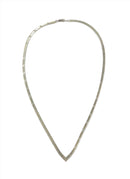 Vintage 16" V Form Sterling Silver Herringbone Necklace Snap Closure .67mm x 3.13mm x 16" — Sterling Silver, Silver — front v