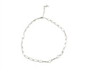 Vintage 16" Sterling Silver Long Short O'Ring Choker Necklace 1mm thick x 5.74mm wide — Sterling Silver, Silver — front view