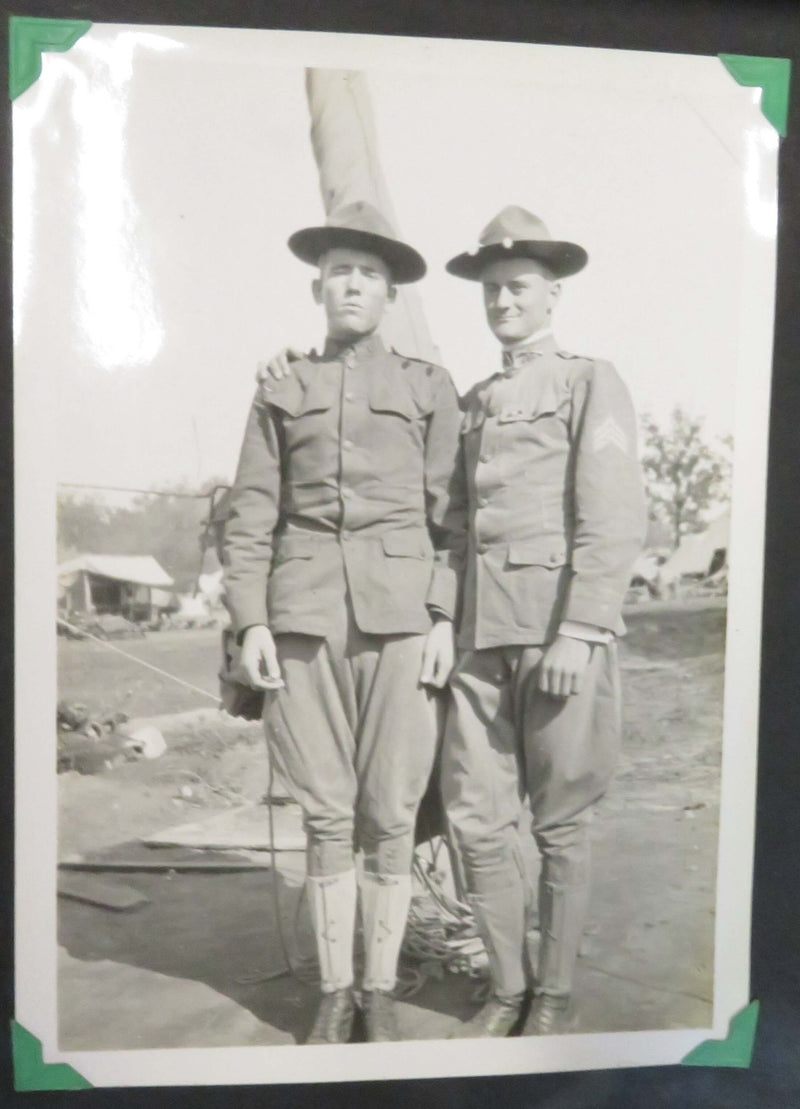 Circa 1918 WW1 2 Soldiers in Front of Tent Post 7"x 5" US Army Soldier Photograp