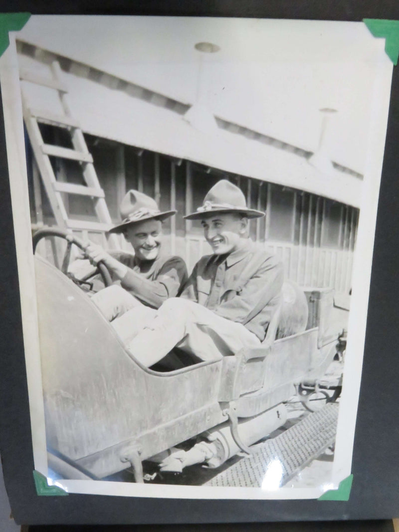 Circa 1918 WW1 2 Soldiers in Old Truck Having Fun 7"x 5" US Army Soldier Photogr