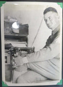 1918 WW1 Soldiers in tent Posted in front of Typewriter 7"x 5" US Army Soldier Photograph