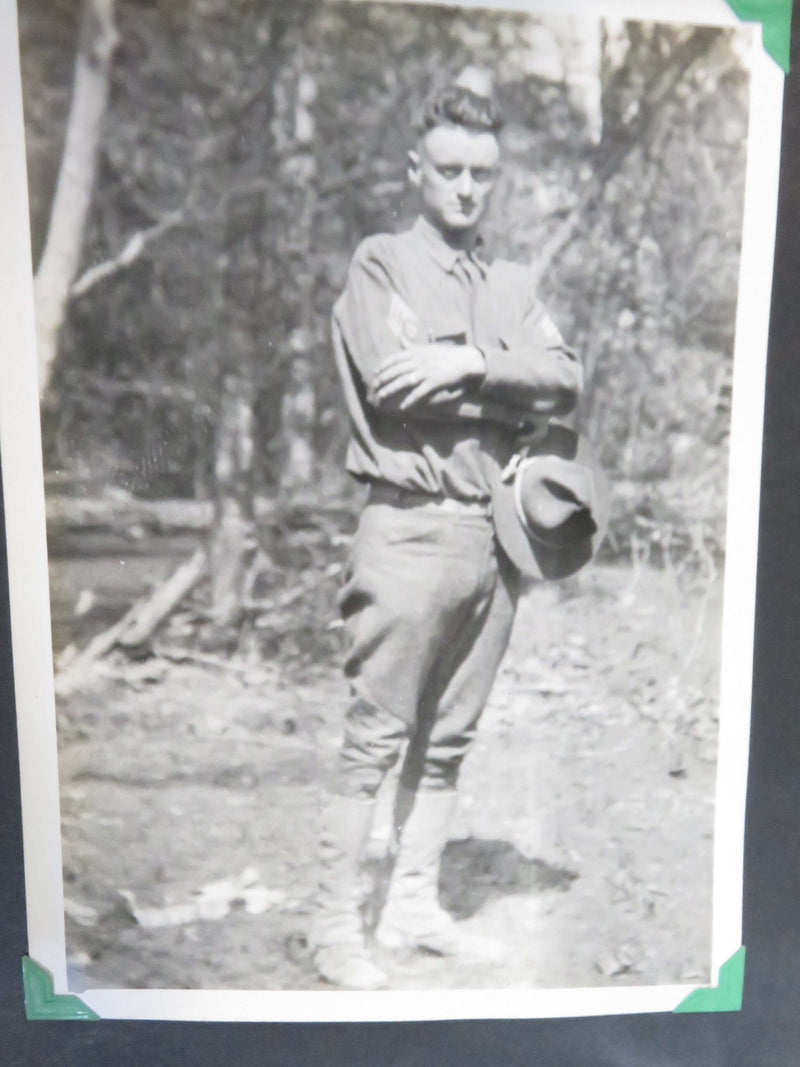 Circa 1918 WW1 Soldier Posing In Front of Woods 7"x 5" US Army Soldier Photograp