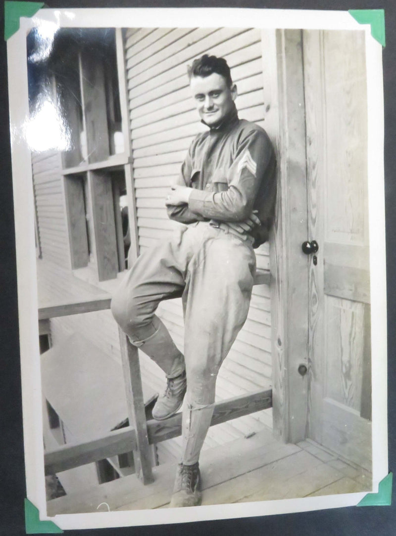 Circa 1918 WW1 Soldier Relaxed Barracks Pose 7"x 5" US Army Soldier Photograph