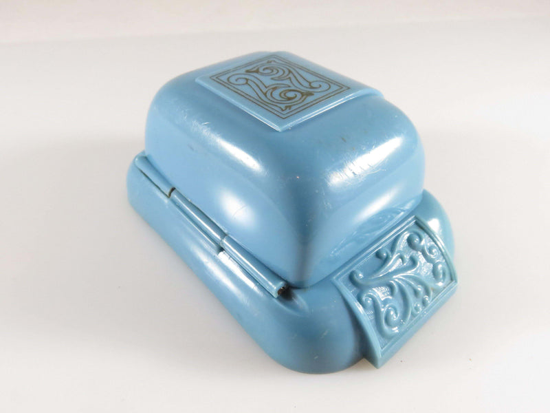 Art Deco Ring Box Blue & Gold Trimmed Dennison Celluloid Ring Box - Just Stuff I Sell