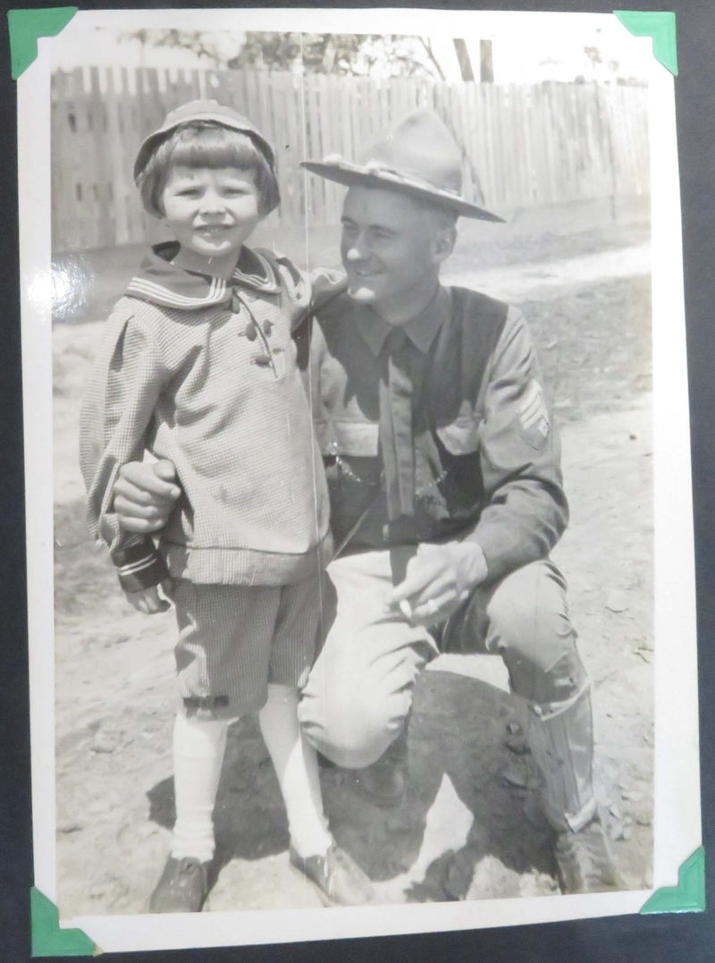 Circa 1918 WW1 Soldier with His Little Girl & Smoke 7"x 5" US Army Soldier Photograph