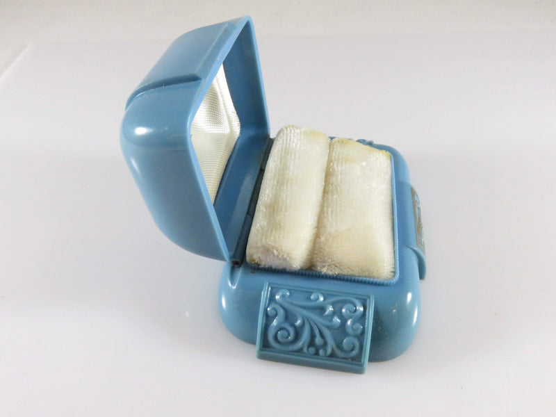 Art Deco Ring Box Blue & Gold Trimmed Dennison Celluloid Ring Box - Just Stuff I Sell