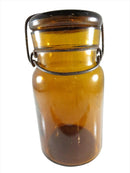 Trade Mark Lightning Amber Fruit Canning Jar Putnam 312 Quart Size — front view