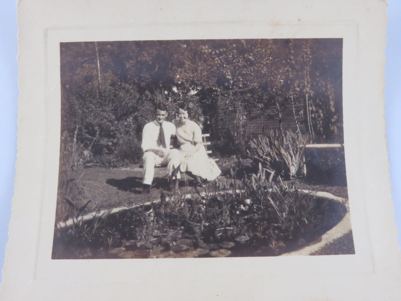 Mr. & Mrs. Lloyd P Oliver c1930's In Front of Their Water Feature Campbell Misso