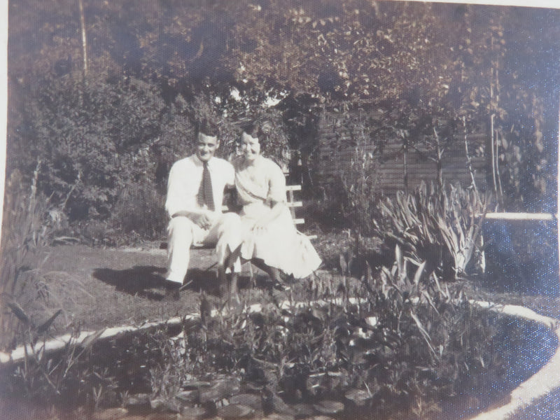 Mr. & Mrs. Lloyd P Oliver c1930's In Front of Their Water Feature Campbell Misso