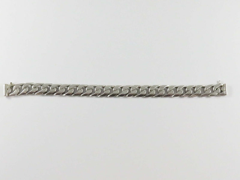 c1950’s Unisex Sterling Heavy Curb Link 7 7/8" Long Bracelet For Repair 44.1g