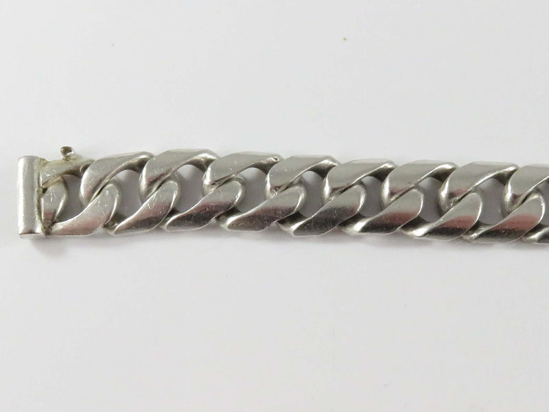 c1950’s Unisex Sterling Heavy Curb Link 7 7/8" Long Bracelet For Repair 44.1g