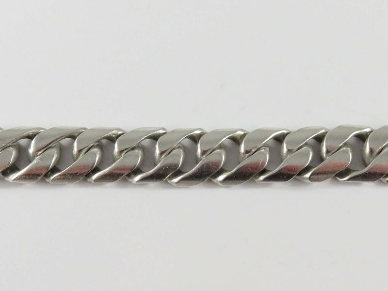 c1950’s Unisex Sterling Heavy Curb Link 7 7/8" Long Bracelet For Repair 44.1g