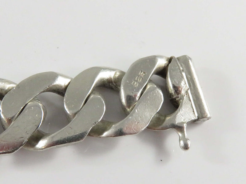 c1950’s Unisex Sterling Heavy Curb Link 7 7/8" Long Bracelet For Repair 44.1g