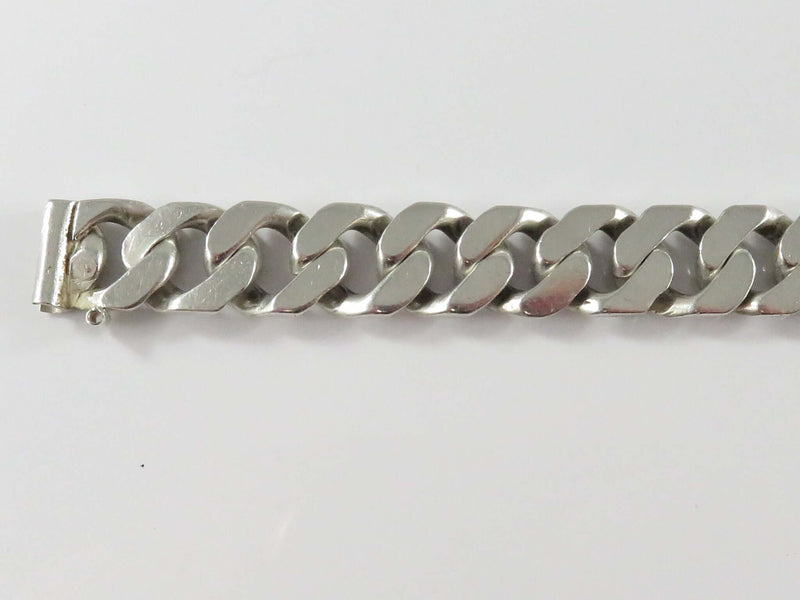 c1950’s Unisex Sterling Heavy Curb Link 7 7/8" Long Bracelet For Repair 44.1g