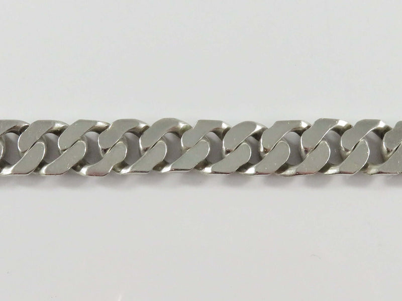 c1950’s Unisex Sterling Heavy Curb Link 7 7/8" Long Bracelet For Repair 44.1g