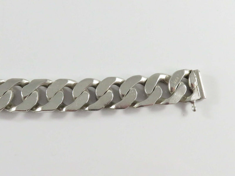 c1950’s Unisex Sterling Heavy Curb Link 7 7/8" Long Bracelet For Repair 44.1g