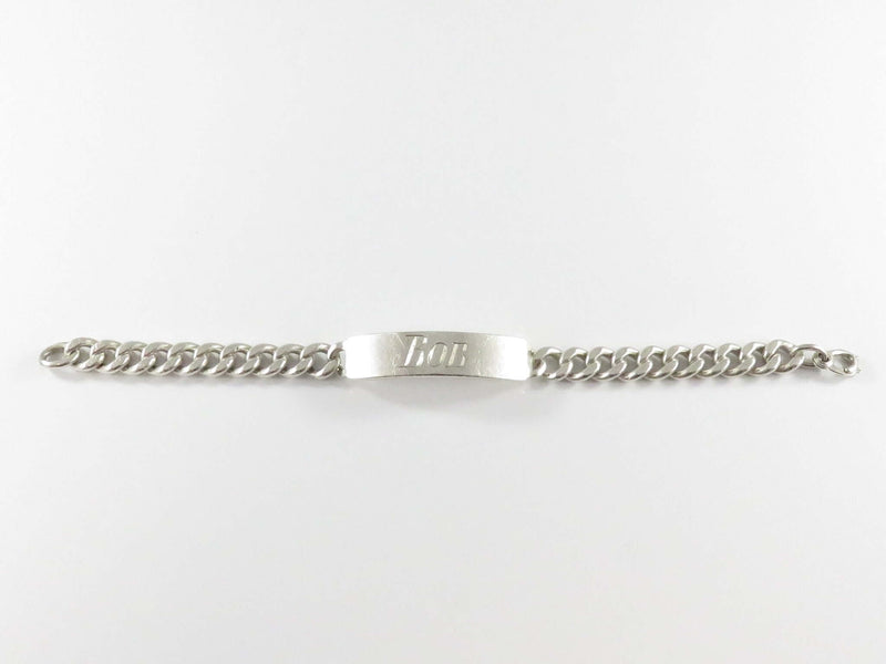 c1950’s Unisex Elco Sterling Heavy Curb Link ID 9" Bracelet Engraved BOB 58.1g