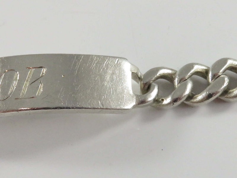 c1950’s Unisex Elco Sterling Heavy Curb Link ID 9" Bracelet Engraved BOB 58.1g