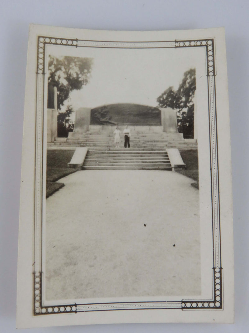 c1930 Bell Memorial Bell Monument Known Sitters Posing Photograph 2 7/8" x 2"