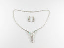 Beautiful Navajo Inlaid Opal & Mother of Pearl 18" Statement Necklace With Earring Set