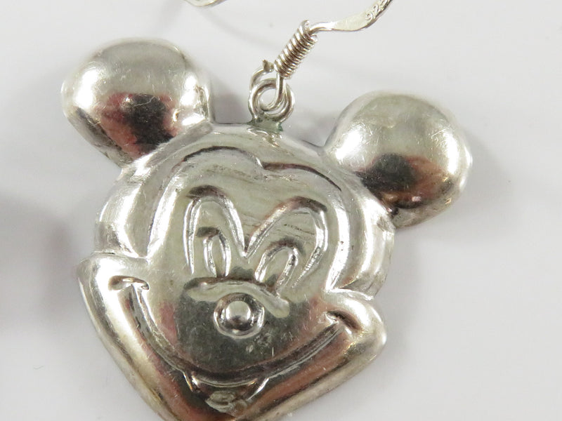 Sterling Mickey Mouse 1" Drop Fishhook Earrings