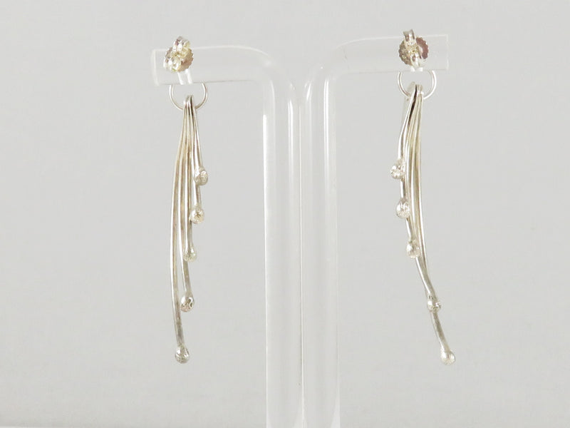 Sterling 5 Curved Bar Dangle Earrings Post Back 2" drop Signed