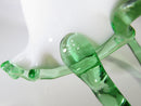 Mid Century Fenton Emerald Crest White Milk Glass Crimped Ruffled Basket - Just Stuff I Sell