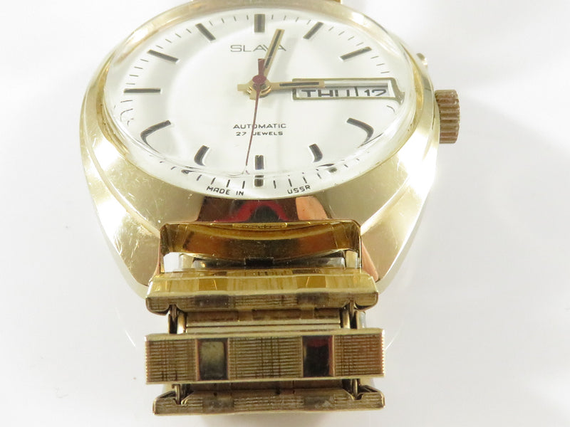 Vintage Slava 27 Jewel Day Date Automatic Wristwatch In Fine Condition