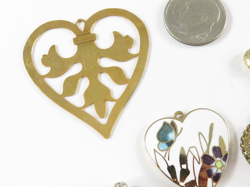 Grouping of Heart Shaped Jewelry Pieces for Wear and Repurpose Lockets Pendants