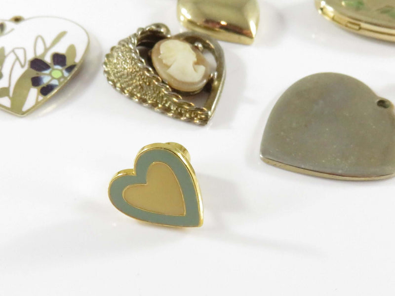 Grouping of Heart Shaped Jewelry Pieces for Wear and Repurpose Lockets Pendants