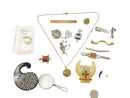 Eclectic Mix of Antique and Vintage Items to include Jewelry, Tie Bars and Religious — front view