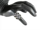 Vintage Checkerboard Style Inlaid Onyx Mother of Pearl Chess Ring 925 Size 6 — Sterling Silver, Silver • Pearl — front view