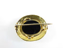 Antique 18K Yellow Gold Bezel Set Oval Onyx Pin C Clasp 21.33mm x 18.02mm - Just Stuff I Sell