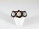 Unique Opal Engagement Ring 14K Past Present Future Garnet Surround - Just Stuff I Sell