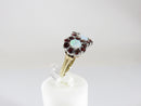 Unique Opal Engagement Ring 14K Past Present Future Garnet Surround - Just Stuff I Sell