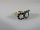 Unique Opal Engagement Ring 14K Past Present Future Garnet Surround - Just Stuff I Sell