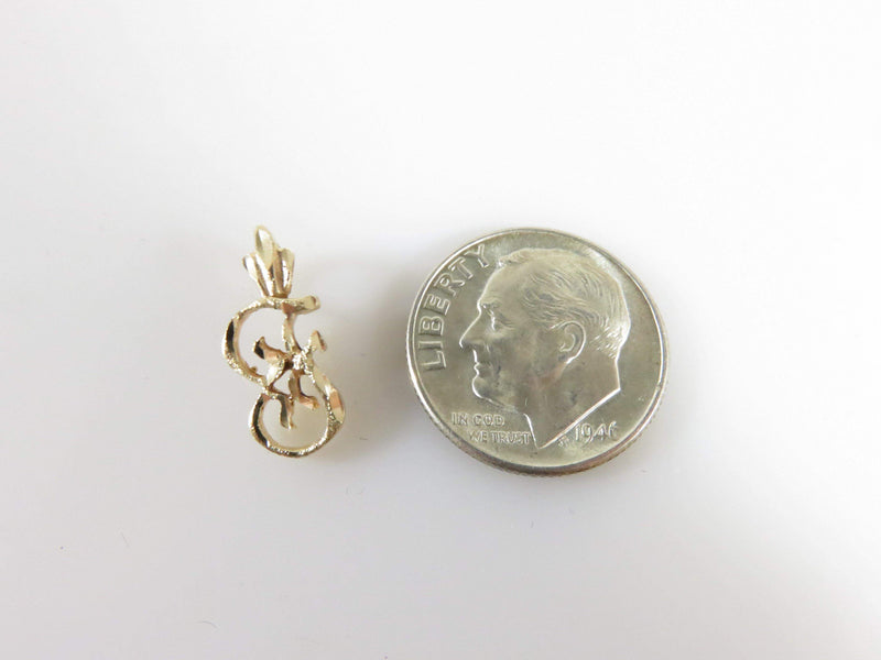 14K Solid Gold Script Letter F or G Pendant Etched Gold .6 Grams 15.31mm High - Just Stuff I Sell