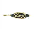 14K Milor Italy Faceted Onyx Enhancer Pendant with Twisted Wire Gold Frame — 14K, Gold • Pearl — front view